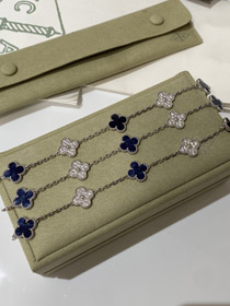 Van Cleef & Arpels white gold natural blue five-pattern stone diamond bracelet-3686  